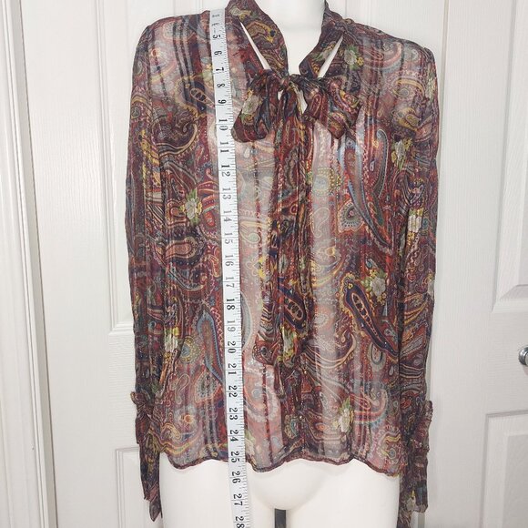NWT Love Sam Sheer Paisley Print Blouse - Picture 7 of 12